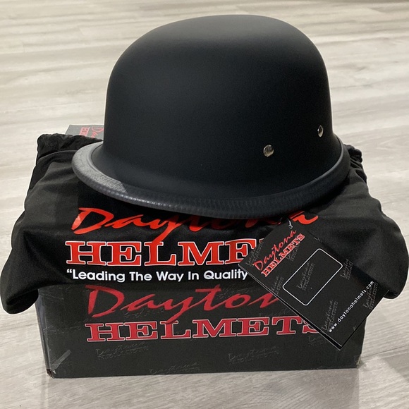 Daytona Novelty Matte Black German Low Profile Half Helmet - S - Picture 4 of 5